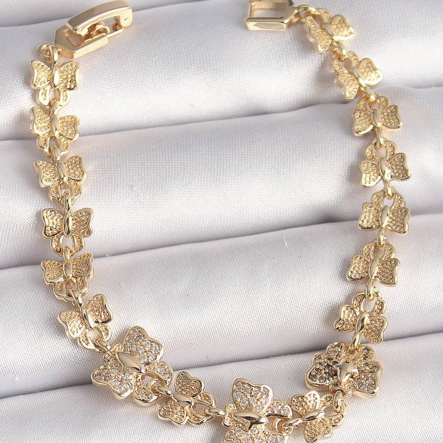 Brass Gold Color Zircon Stone Butterfly Model Chain Women s Bracelet Brass Gold Color Zircon Stone Butterfly Model Chain Women s Bracelet
