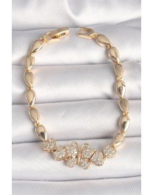Brass Gold Color Zircon Stone Butterfly Figure Drop Chain Model Women's Bracelet