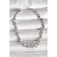 Brass Silver Color Zircon Stone Butterfly Figure Drop Chain Model Women's Bracelet