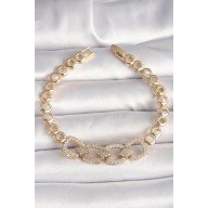 Brass Gold Color Zircon Stone Circle Chain Model Women's Bracelet