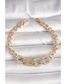 Brass Gold Color Zircon Stone Circle Chain Model Women's Bracelet