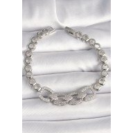 Brass Silver Color Zircon Stone Circle Chain Model Women's Bracelet