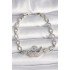 Brass Silver Color Zircon Stone Swan Figure Drop Chain Model Women's Bracelet