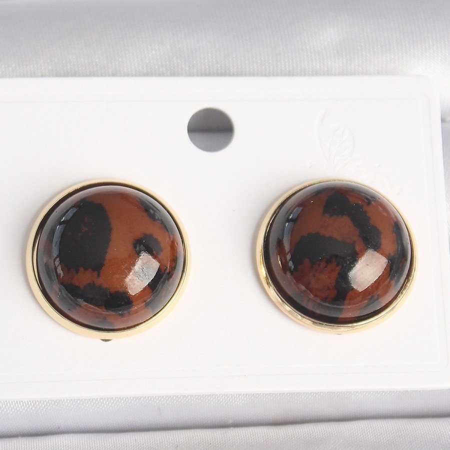 Brass Gold Color 3D Circle Leopard Model Women s Earrings
