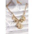 316L Steel Gold Color Moon Sun Figure Seashell Detail Women s Necklace