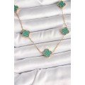 316L Steel Gold Color Chain Green Clover Model Women s Necklace