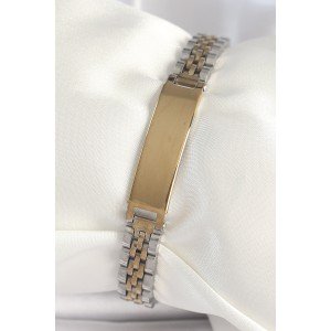 316L Steel Gold Silver Color Thick Chain Imprint Model Men's Bracelet