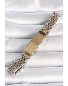 316L Steel Gold Silver Color Thick Chain Imprint Model Men's Bracelet