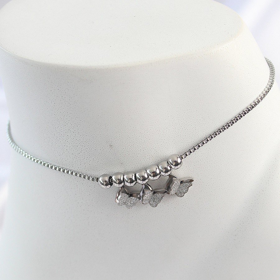 316L Steel Silver Color Silvery Butterfly Model Women s Anklet