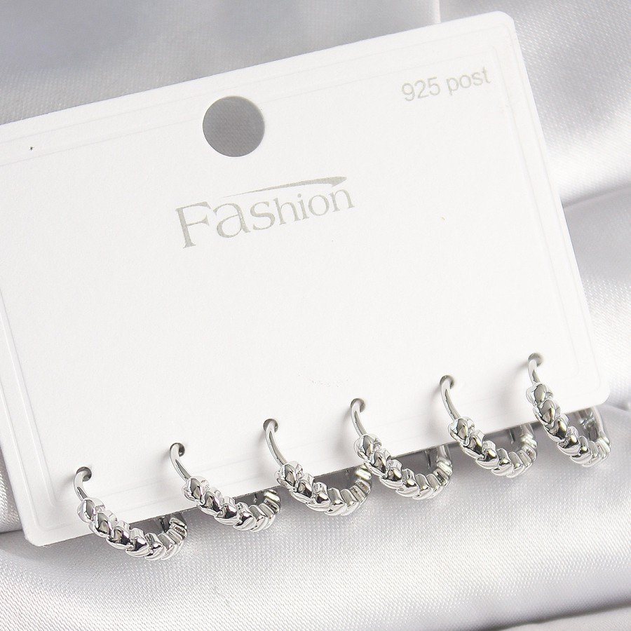 925 Sterling Silver Stud Brass Silver Color Heart Embroidered Ring Model Women s Earring Set 925 Sterling Silver Stud Brass Silver Color Heart Embroidered Ring Model Women s Earring Set