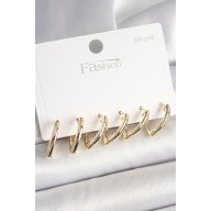 925 Sterling Silver Stud Brass Gold Color Triangle Model Women's Earring Set 925 Sterling Silver Stud Brass Gold Color Triangle Model Women's Earring Set