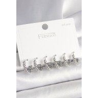 925 Sterling Silver Stud Brass Silver Color Spiral Hoop Model Women's Earring Set 925 Sterling Silver Stud Brass Silver Color Spiral Hoop Model Women's Earring Set