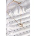 316L Steel Gold Color Chain Zircon Stone White Enameled Butterfly Model Women s Necklace