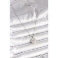 316L Steel Silver Color Chain Zircon Stone Heart Embroidered Medallion Model Women s Necklace
