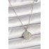316L Steel Silver Color Chain Zircon Stone Blue Stone Detailed Medallion Model Women's Necklace