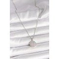 316L Steel Silver Color Chain Zircon Stone Blue Stone Detailed Medallion Model Women s Necklace