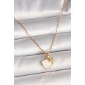 316L Steel Gold Color Chain Hanging White Enameled Seashell Zircon Stone Starfish Figure Women s Necklace