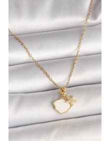316L Steel Gold Color Chain Hanging White Enameled Seashell Zircon Stone Starfish Figure Women's Necklace