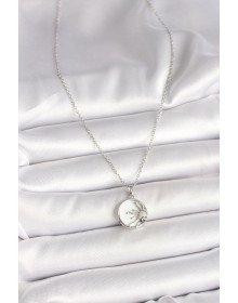 316L Steel Silver Color Chain White Enameled Sunset Model Women's Necklace