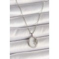 316L Steel Silver Color Chain White Enameled Sunset Model Zircon Stone Detailed Women s Necklace 316L Steel Silver Color Chain White Enameled Sunset Model Zircon Stone Detailed Women s Necklace