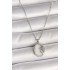 316L Steel Silver Color Chain White Enameled Sunset Model Zircon Stone Detailed Women's Necklace