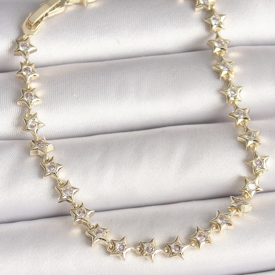 Brass Gold Color Zircon Stone Star Model VIP Series Women s Bracelet Brass Gold Color Zircon Stone Star Model VIP Series Women s Bracelet