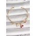 Brass Gold Color Dangle Red Zircon Stone Cherry Figure Charm Women's Bracelet
