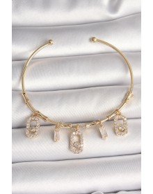 Brass Gold Color Dangle Zircon Stone Messika Figure Charm Women's Bracelet