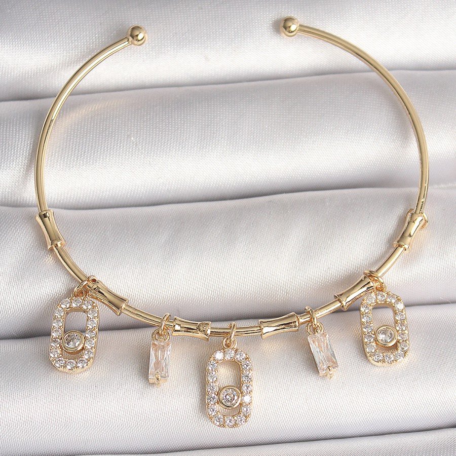 Brass Gold Color Dangle Zircon Stone Messika Figure Charm Women s Bracelet