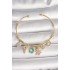 Brass Gold Color Dangle Zircon Stone Teddy Bear Figure Heart Detail Charm Women's Bracelet