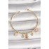 Brass Gold Color Dangle Zircon Stone Teddy Bear Figure Red Heart Detail Charm Women's Bracelet
