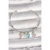 Brass Silver Color Dangle Zircon Stone Teddy Bear Figure Flower Detail Charm Women's Bracelet