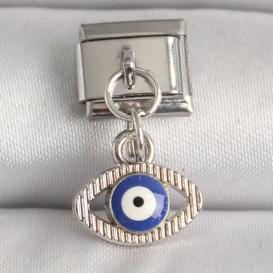 316L Steel Silver Color Evil Eye Bead Detailed Eye Model Nomination Charm
