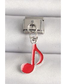 316L Steel Silver Color Red Music Note Model Nomination Charm