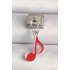 316L Steel Silver Color Red Music Note Model Nomination Charm