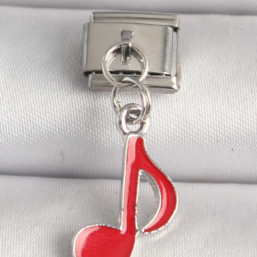 316L Steel Silver Color Red Music Note Model Nomination Charm