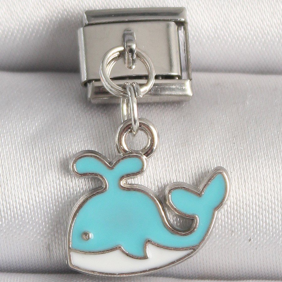316L Steel Silver Color Blue Whale Model Nomination Charm 316L Steel Silver Color Blue Whale Model Nomination Charm