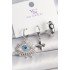 Brass Silver Color Zircon Stone Eye Model Evil Eye Bead Detail Set of 3 Women's Combination Earrings