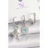Brass Gold Color Zircon Stone Star Model Evil Eye Bead Detail Set of 3 Women's Combination Earrings