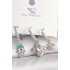 Brass Silver Color Zircon Stone Fatma Mother Clover Figure Eye Detail Set of 3 Women's Combination Earrings