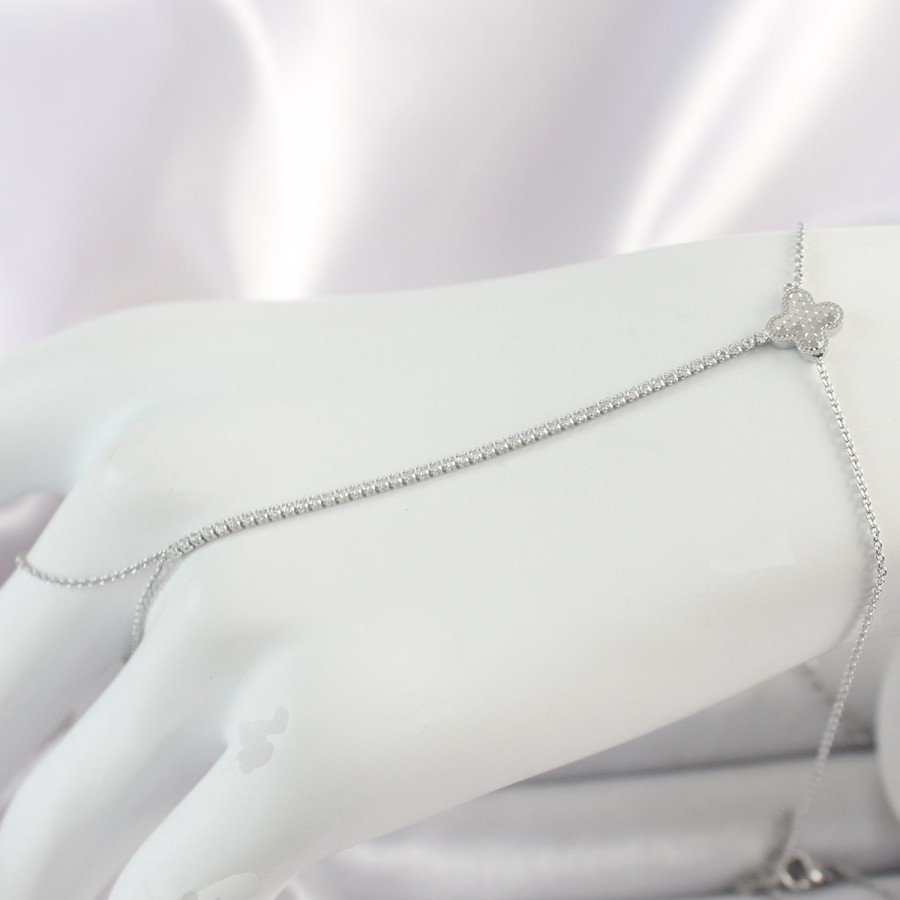 Brass Silver Color Waterway Zircon Stone Embroidered Clover Model Woman Shahmaran