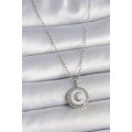 316L Steel Silver Color Chain White Enamel Crescent Engraved Medallion Model Women s Necklace
