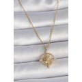 316L Steel Gold Color Chain Zircon Stone Compass Model Women s Necklace