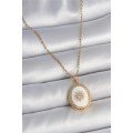 316L Steel Gold Color Chain White Enameled Sun Embroidered Zircon Stone Detailed Medallion Model Women s Necklace