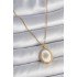 316L Steel Gold Color Chain White Enameled Sun Embroidered Zircon Stone Detailed Medallion Model Women's Necklace