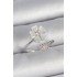 Brass Silver Color White Enamel Flower Model Zircon Stone Detail Women's Ring