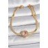 316L Steel Gold Color Italian Chain Pink Zircon Stone Heart Model Women's Bracelet