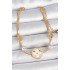 316L Steel Gold Color Italian Chain White Enameled Clover Model Zircon Stone Detailed Women's Bracelet