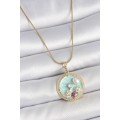 316L Steel Gold Color Chain Blue Enameled Pearl Flower Embroidered Zircon Stone Detailed Medallion Model Women s Necklace 316L Steel Gold Color Chain Blue Enameled Pearl Flower Embroidered Zircon Stone Detailed Medallion Model Women s Necklace