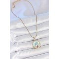 316L Steel Gold Color Chain Blue Enameled Pearl Flower Embroidered Zircon Stone Detailed Medallion Model Women s Necklace 316L Steel Gold Color Chain Blue Enameled Pearl Flower Embroidered Zircon Stone Detailed Medallion Model Women s Necklace